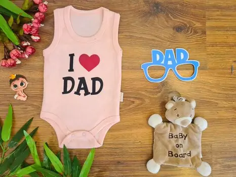 I Love Dad ჩვილის ბოდე BEBIO 3062 Pink