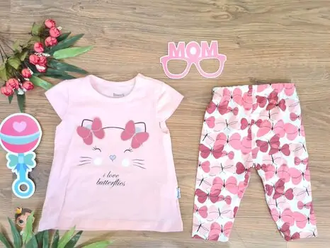 I Love Butterflies საბავშვო ტანსაცმლის ნაკრები 16687 Miniworld Pink