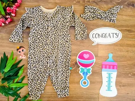Leopard Outfit 2in1 Set ჩვილის რომპერი Begisa 435