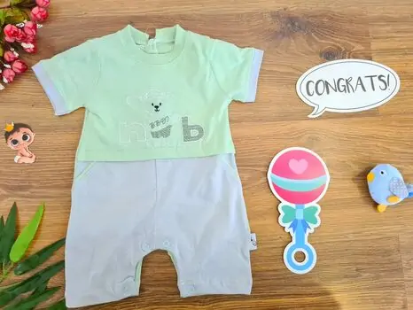 Skateboarder Bear Romper საბავშვო რომპერი 1051 Bebedex Green