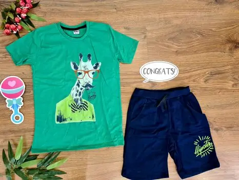 HIPSTER GIRAFFE საბავშვო ტანსაცმლის ნაკრები TRIO 2046 GREEN