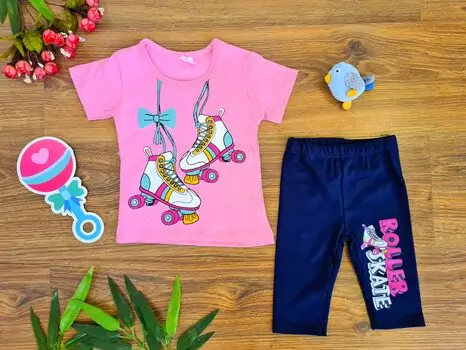 Roller Skate Outfit საბავშვო ტანსაცმლის ნაკრები Cilgin 171 Neon Pink