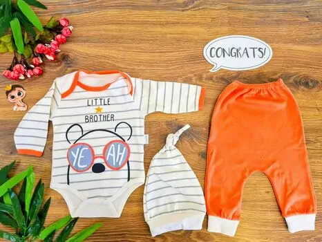 Little Brother 3in1 Set ახალშობილის ტანსაცმლის ნაკრები LEYLEK Orange 4325