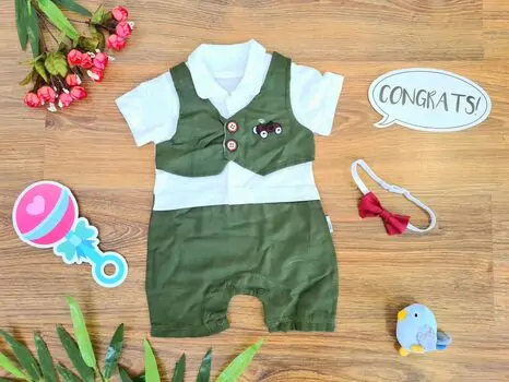 Little Baby Suit ჩვილის რომპერი Hippil 0325 Green