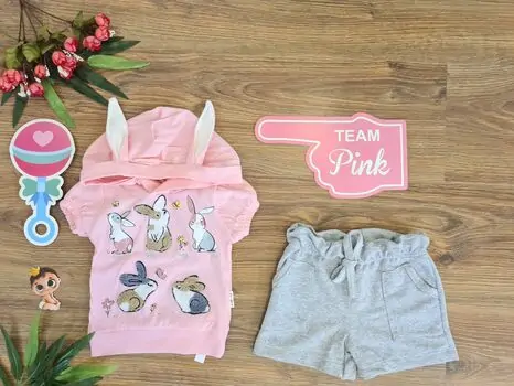 Lovely Bunnies 2in1 Set საბავშვო ტანსაცმლის ნაკრები 40224 Donino Light Pink