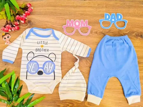 Little Brother 3in1 Set ახალშობილის ტანსაცმლის ნაკრები LEYLEK Blue 4325