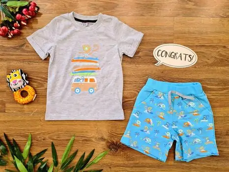 SURFER MONKEY საბავშვო ტანსაცმლის ნაკრები TRIO 1157 GREY