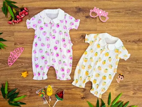 Summer Strawberry Jumpsuit 15-4012 Maibella ჩვილის საზაფხულო რომპერი