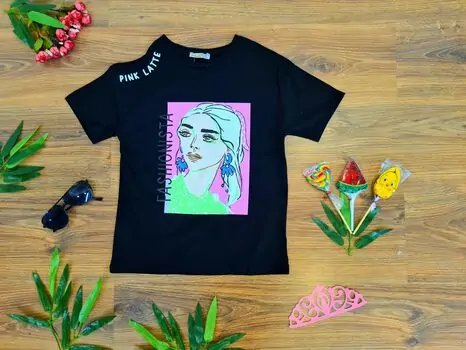 Fashionista, Pink Latte 722861 ALG Black საზაფხულო მაისური