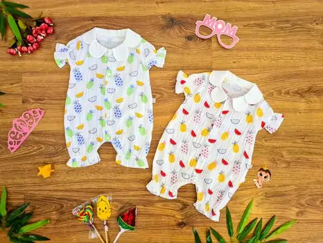 Summer Strawberry Jumpsuit 15-4012 Maibella ჩვილის საზაფხულო რომპერი