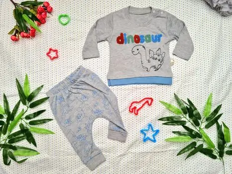 Baby Dinosaur 2in1 Set Dark Grey Maibella 26-302 საბავშვო ტანსაცმლის ნაკრები