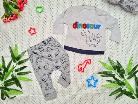 Baby Dinosaur 2in1 Set Light Grey Maibella 26-302 საბავშვო ტანსაცმლის ნაკრები