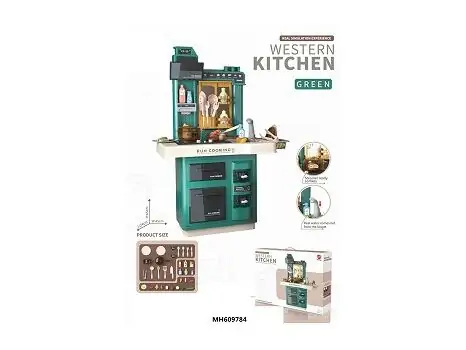 Western Kitchen Set Green 858A ფუნქციური საბავშვო სამზარეულო, 10 image