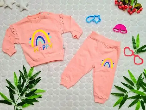 Happy Rainbow Set pink ჩვილის ტანსაცმლის ნაკრები FLAMİNDO 1043