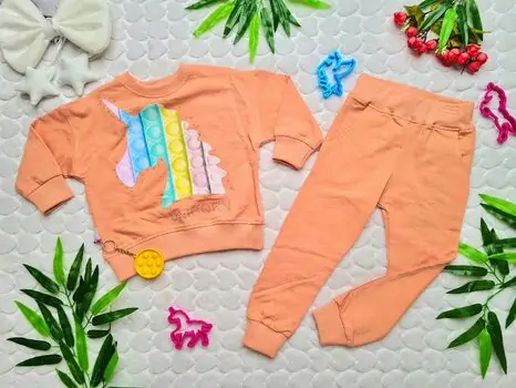 Baby Unicorn Set Orange საბავშვო ტანსაცმლის ნაკრები LİMONES 959
