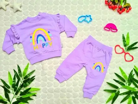 Happy Rainbow Set purple საბავშვო ტანსაცმლის ნაკრები FLAMİNDO 1043