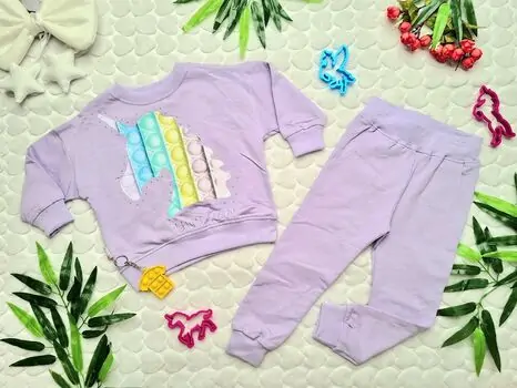 Baby Unicorn Set purple საბავშვო ტანსაცმლის ნაკრები LİMONES 959