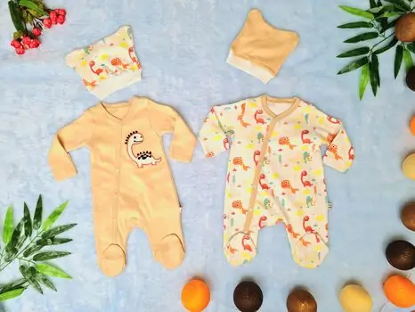 Dino Romper Brown 2in1 Set 26-271-6 Maibella საბავშვო რომპერი