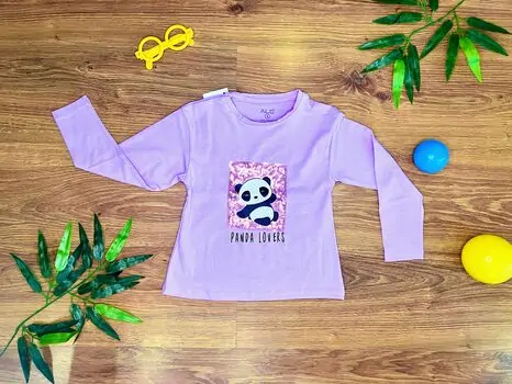 PANDA LOVERS 623405 PURPLE ALG გრძელ მკლავიანი მაისური