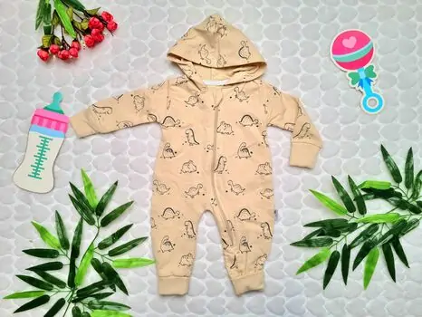 Lovely Dino Romper Beige MURATBABY 6374 ახალშობილის რომპერი