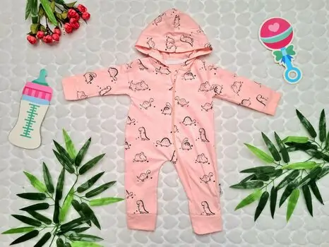 Lovely Dino Romper Pink MURATBABY 6374 ახალშობილის რომპერი