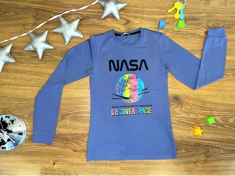 NASA DISCOVER SPACE 723410 DARK BLUE ALG გრძელ მკლავიანი მაისური