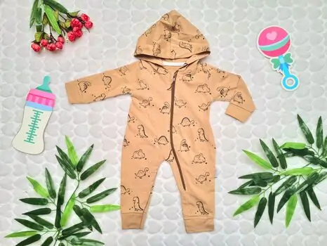 Lovely Dino Romper Brown MURATBABY 6374 ახალშობილის რომპერი