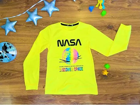 NASA DISCOVER SPACE 723410 YELLOW ALG გრძელ მკლავიანი მაისური