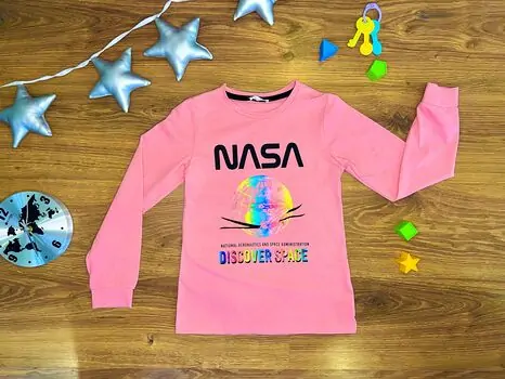 NASA DISCOVER SPACE 723410 LIGHT PINK ALG გრძელ მკლავიანი მაისური