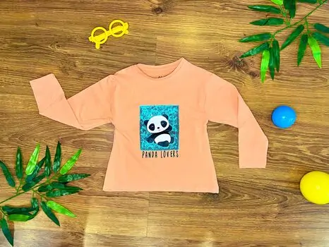 PANDA LOVERS 623405 PEACH ALG გრძელ მკლავიანი მაისური