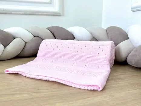 KNITTED BABY BLAKET PINK BABYMY 4004 ჩვილის პლედი