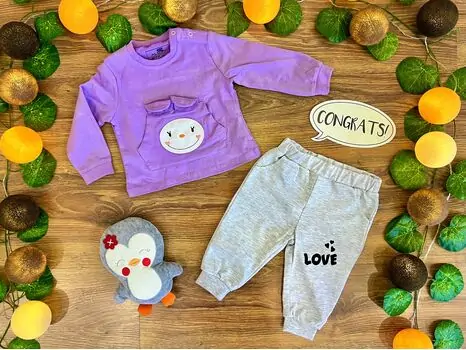 LOVE Baby Set 2in1 Purple 522007 ALG თბილი ორეული