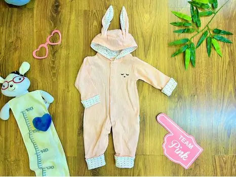 Lovely Bunny Romper MURATBABY 7079 Pink ახალშობილის რომპერი