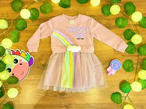 HAPPY DAY ELBISE MINILOOX PINK 23605 საბავშვო კაბა