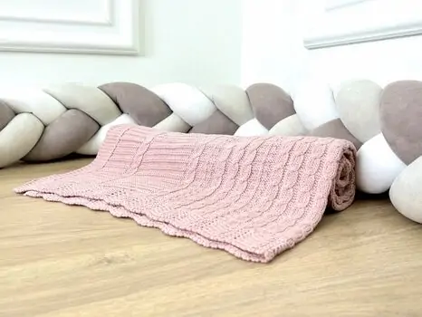 KNITTED BABY BLAKET PINK CAGIN 551156 ჩვილის პლედი
