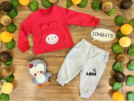 LOVE Baby Set 2in1 Red 522007 ALG თბილი ორეული