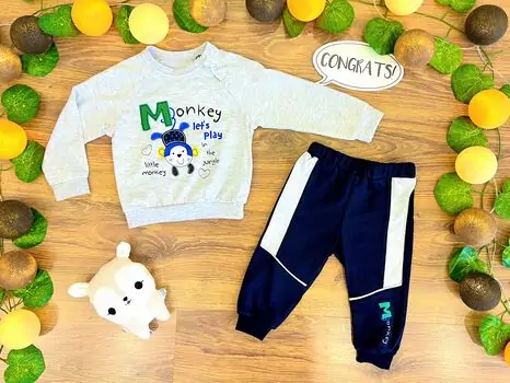 Little Monkey Set 2in1 GREY 122035 ALG თბილი ორეული