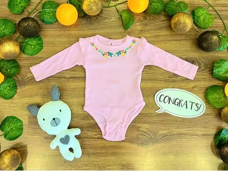 Embroidered Flowers Muratbaby 7073 Light Pink ჩვილის ბოდე