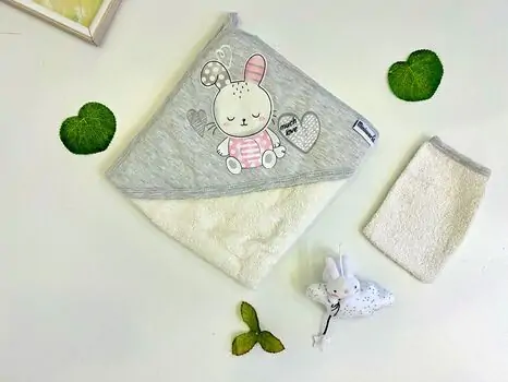 Miniworld Baby Bunny Grey 15993 საბავშვო პირსახოცი