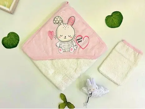 Miniworld Baby Bunny Pink 15993 საბავშვო პირსახოცი