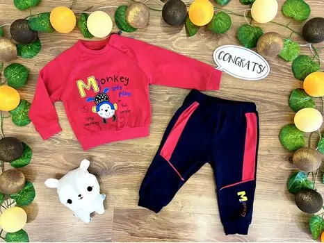 Little Monkey Set 2in1 RED 122035 ALG თბილი ორეული