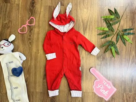 Lovely Bunny Romper MURATBABY 7079 Red ახალშობილის რომპერი