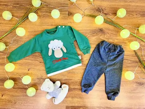 Lovely Sheep Set Green MURATBABY 6174 საბავშვო ტანსაცმლის ნაკრები