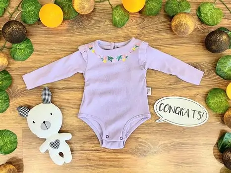 Embroidered Flowers Muratbaby 7073 Purple ჩვილის ბოდე