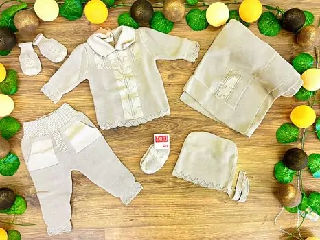 ZENI BABY KNITTED CLOTHES SET 3011 BEIGE საბავშვო ტანსაცმლის ნაკრები