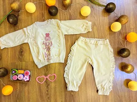 "You Are Beautiful" Set MURATBABY Beige 6857 საბავშვო ტანსაცმლის ნაკრები