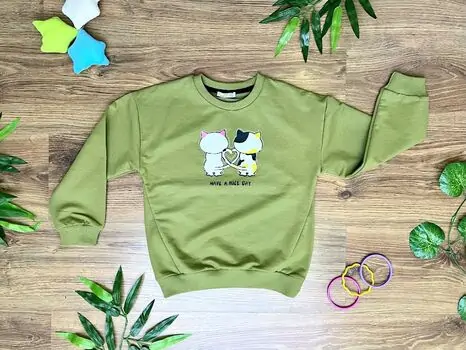 Lovely Cats Green ALG 623440 გრძელ მკლავიანი მაისური