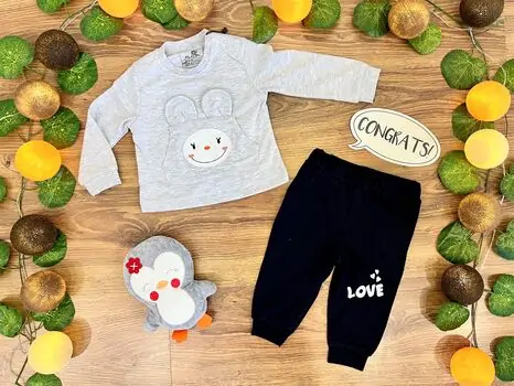 LOVE Baby Set 2in1 Grey 522007 ALG თბილი ორეული