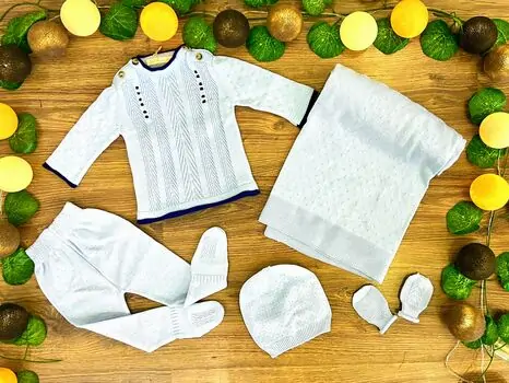 ZENI BABY KNITTED CLOTHES SET 3013 LIGHT BLUE საბავშვო ტანსაცმლის ნაკრები