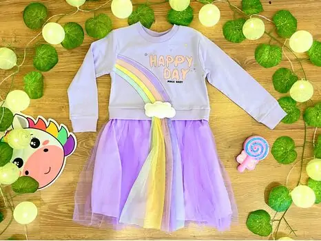 HAPPY DAY ELBISE MINILOOX PURPLE 23605 საბავშვო კაბა